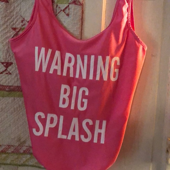 Other - Xl 16 Hot pink swimsuit warning big splash